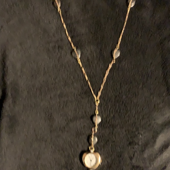 Original One of a Kind Hematite Heart and Gold Chain Clock Drop Necklace - Picture 8 of 15